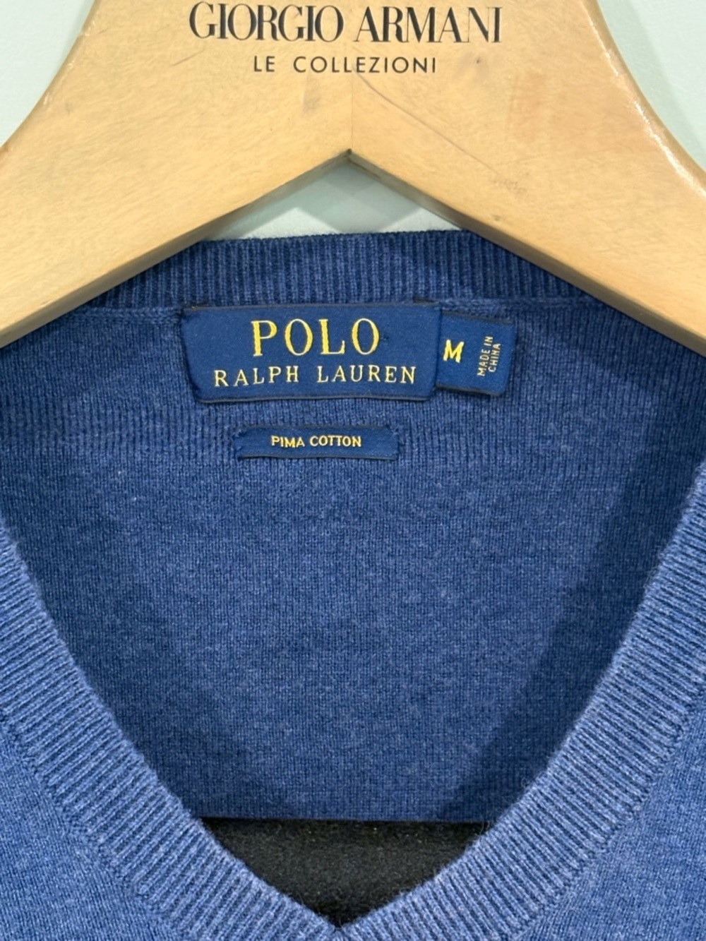 Polo by Ralph Lauren Men's Blue V-Neck Sweater 100% Pima Cotton - Picture 3 of 6